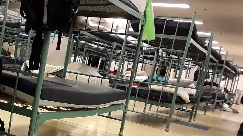 Bunks in a homeless shelter