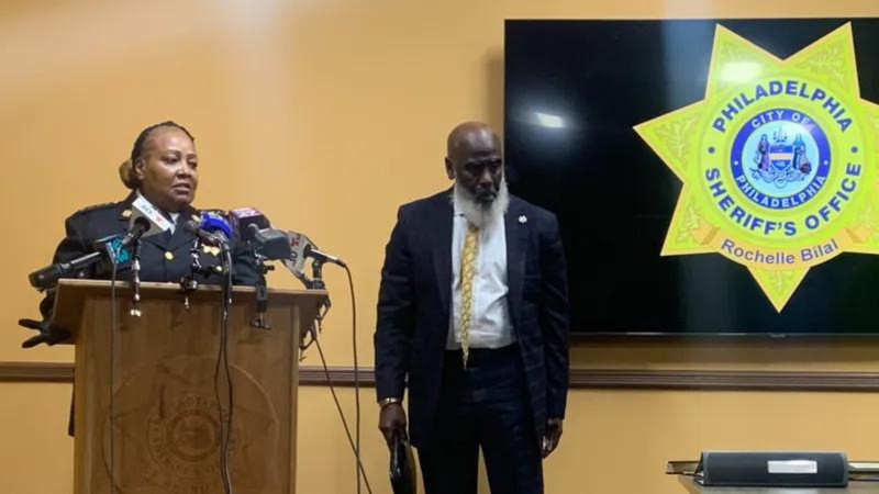 Sheriff Rochelle Bilal (left) and Undersheriff Tariq El-Shabazz speak at a press conference on Sept. 21, 2023.