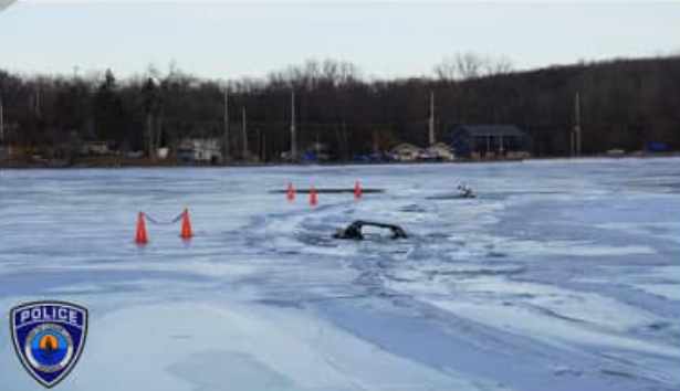 UTV frozen in lake