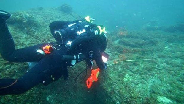 A diver is seen in the Science Channel series "Shipwreck Secrets."