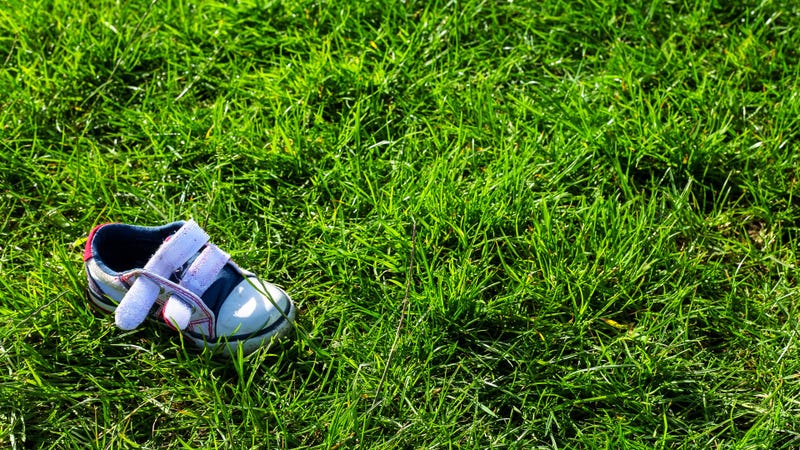 Child's shoe left in a field