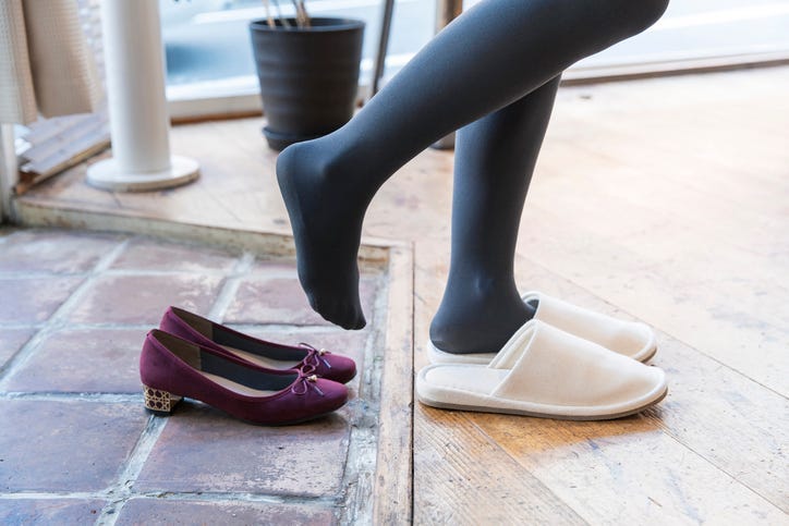 taking off shoes