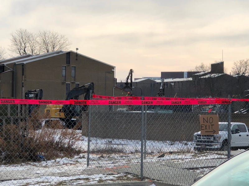 Demolition crews on Shoreline Apartments preparing for its demolition. January 22, 2020 (WBEN Photo/Mike Baggerman)