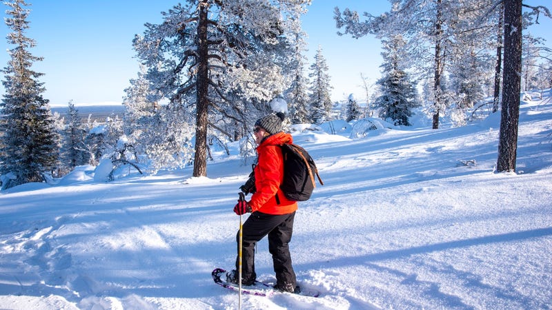 Woman on snowshoes in the mountains