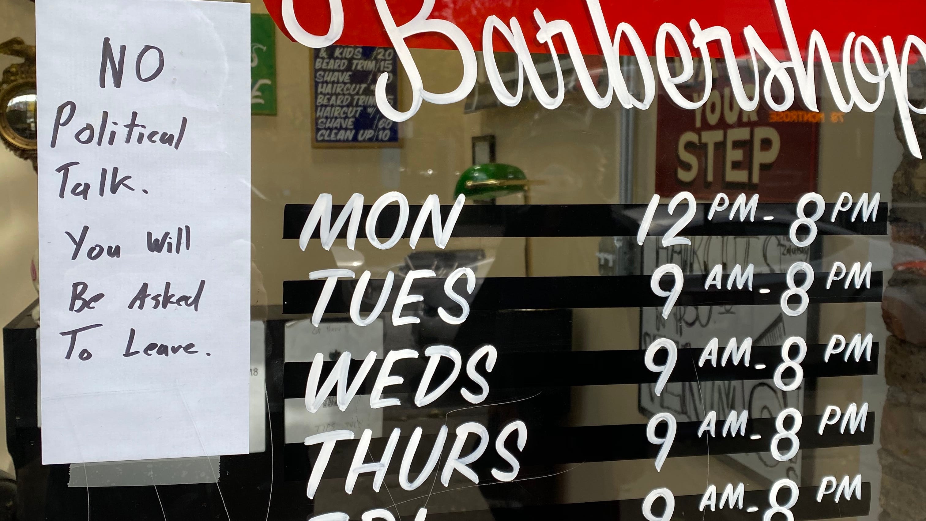 Barbershop creates no-politics zone amid contentious election