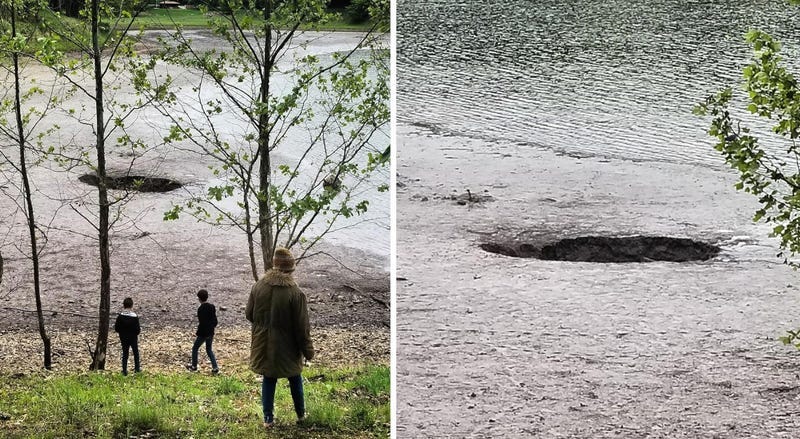 sinkhole in Lone Elk Park lake