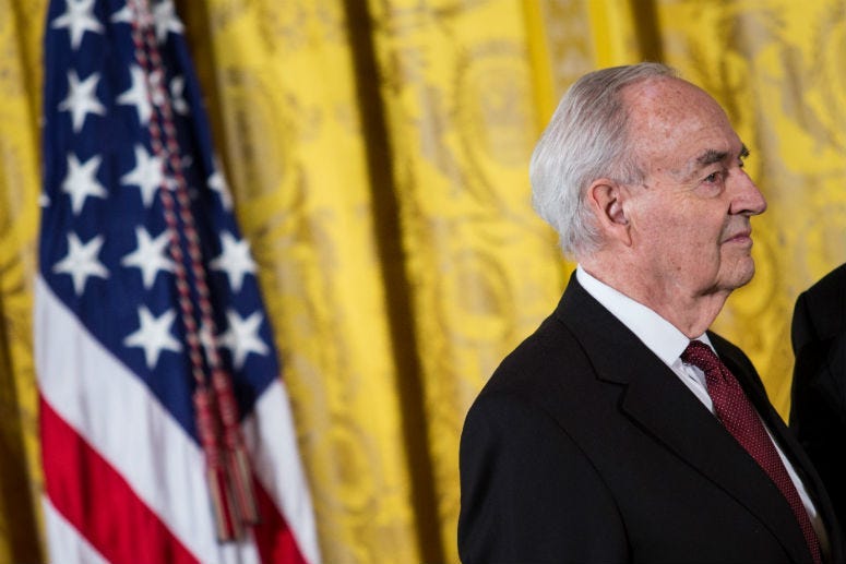 15 February 2013 - Washington, DC - Harris Wofford, former Pennsylvania Sen., and former CEO of the Corporation for National and Community Service, waits to receive his 2012 Presidential Citizens Medal, Friday, Feb. 15, 2013.