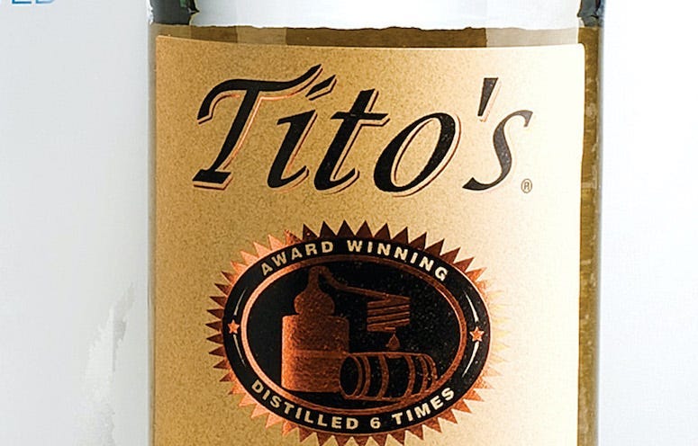 Tito's Vodka, Label, Bottle