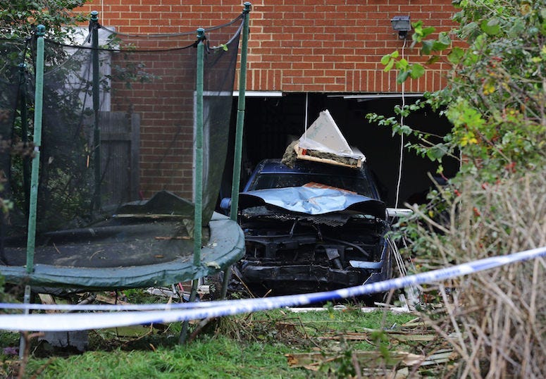 Car, House, Accident, Damage, Brick Wall