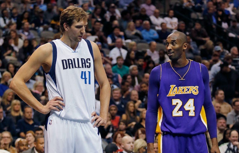 Dirk Nowitzki, Kobe Bryant, Dallas Mavericks, Los Angeles Lakers, Talking, Free Throw, 2015