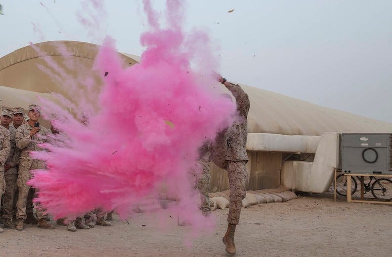 Army, Soldiers, Gender Reveal, Explosion, Pink, Powder