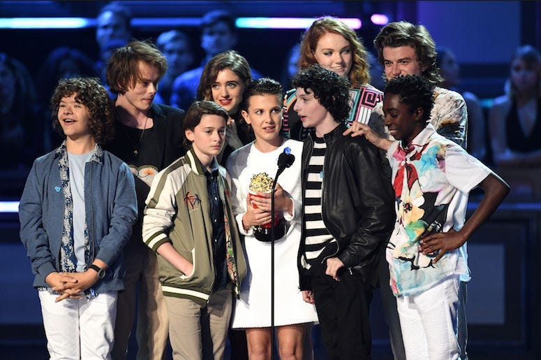 Stranger Things, Kids, Cast, MTV Awards, Golden Popcorn, Acceptance Speech, 2017