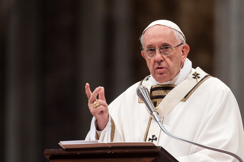 3/29/2018 - Pope Francis speaks during the Holy Chrism Mass on Maundy Thursday at St Peter's basilica in Vatican.