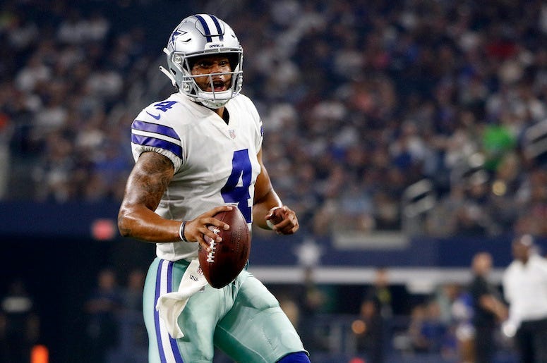 Dak Prescott, Dallas Cowboys, Throw, AT&T Stadium, 2018