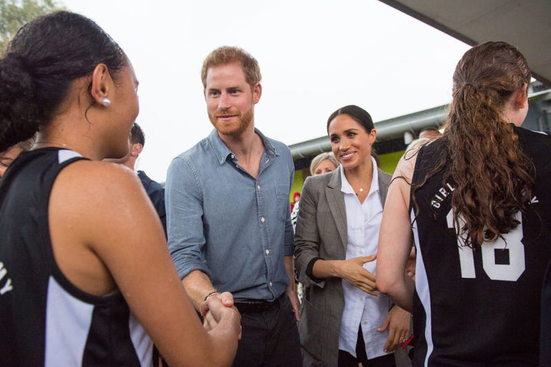10/18/2018 - The Duke and Duchess of Sussex meet netball players during a visit to Clontarf Foundation and Girls Academy in Dubbo, New South Wales, on the second day of the royal couple's visit to Australia.