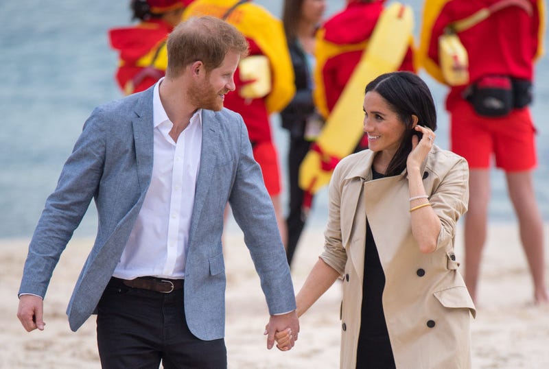 10/19/2018 - The Duke and Duchess of Sussex walk on South Melbourne Beach during their visit to Melbourne, on the third day of the royal couple's visit to Australia. 