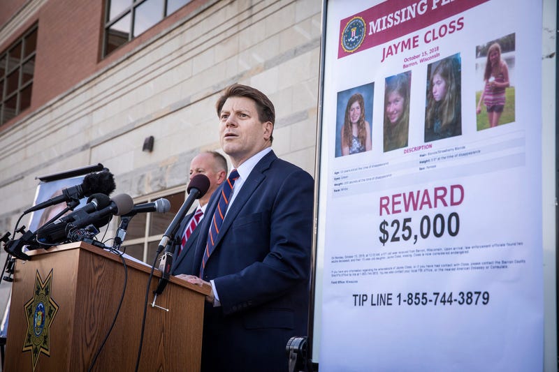 Special agent in charge Justin Tolomeo from the FBI's Milwaukee office speaks about a new $25,000 reward for information on the whereabouts of Jayme Closs