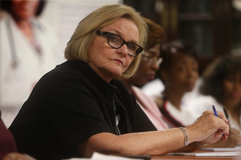 Sen. Claire McCaskill (D-Mo.) listens during a roundtable discussion on healthcare on May 4, 2018, at CareSTL Health in St. Louis.