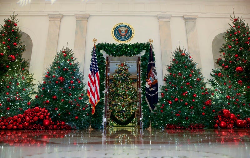 Christmas decor adorns Grand Foyer of the White House on Nov. 26, 2018 in Washington, D.C. 