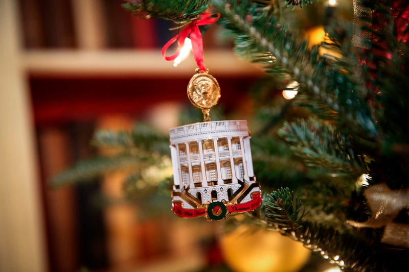 Christmas decor adorns the Library of the White House on Nov. 26, 2018 in Washington, D.C.
