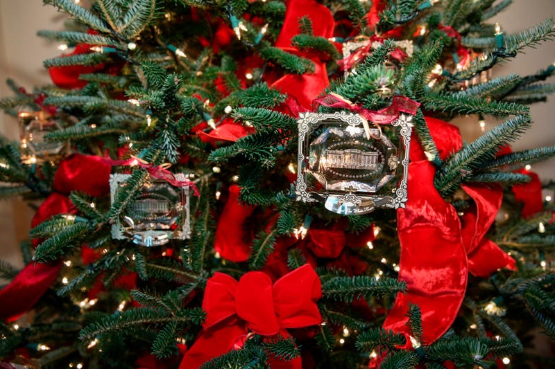 Christmas decor adorns the East Colonnade of the White House on Nov. 26, 2018 in Washington, D.C. 