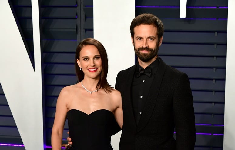 Caption: 2/24/2019 - Natalie Portman and Benjamin Millepied attending the Vanity Fair Oscar Party held at the Wallis Annenberg Center for the Performing Arts in Beverly Hills, Los Angeles, California, USA