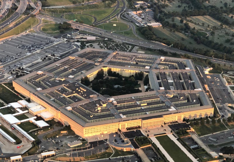The Pentagon is seen from an airplane over Washington, DC on July 11, 2018.