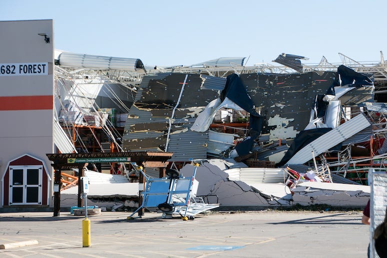 Home Depot, Dallas, Tornado, Damage, Rubble