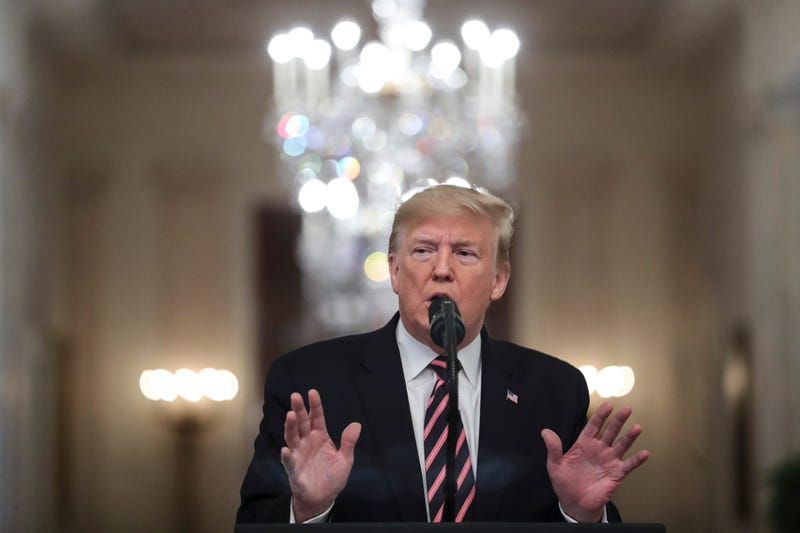 President Donald Trump speaks during an event celebrating his acquittal on the east Room of the White House on February 6, 2020 in Washington, DC.