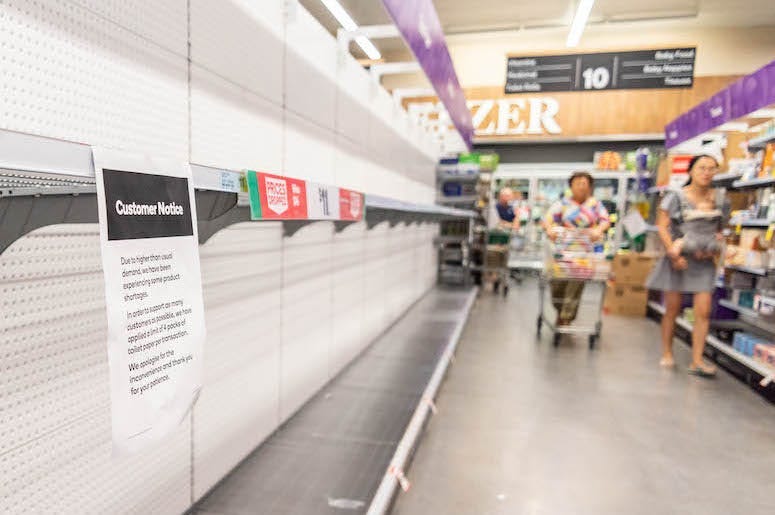 Grocery Store, Store, Customers, Empty Shelves, Shopping