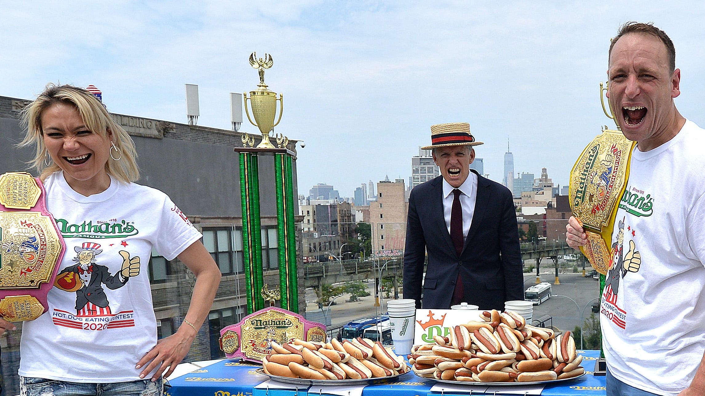 Joey Chestnut, Miki Sudo set new records at Nathan's Hot Dog Eating Contest