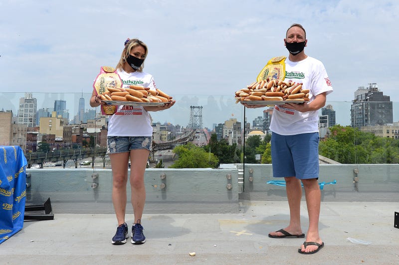 Miki Sudo and Joey Chestnut