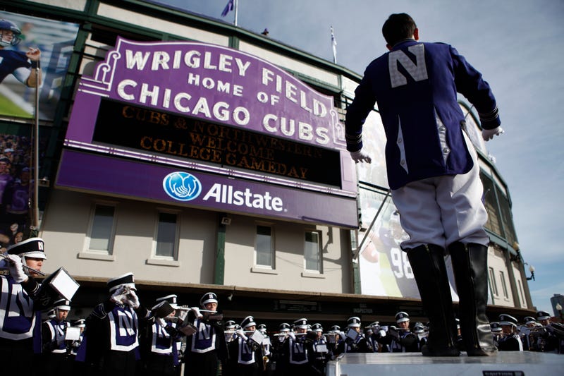 Northwestern's marching band performs prior to action against Illinois outside Wrigley Field in Chicago, Illinois, on Saturday November 20, 2010. Illinois prevailed, 48-27.
