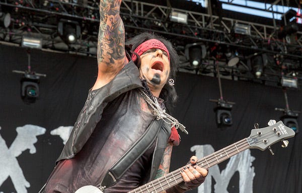 Bassist Nikki Sixx of Sixx:A.M. performs at Somerset Amphitheater during Northern Invasion music festival on May 15, 2016, in Somerset, Wisconsin