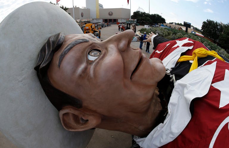 Big Tex laying on ground