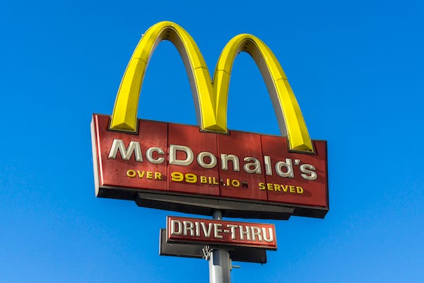 Golden Arches signage for a McDonald's restaurant
