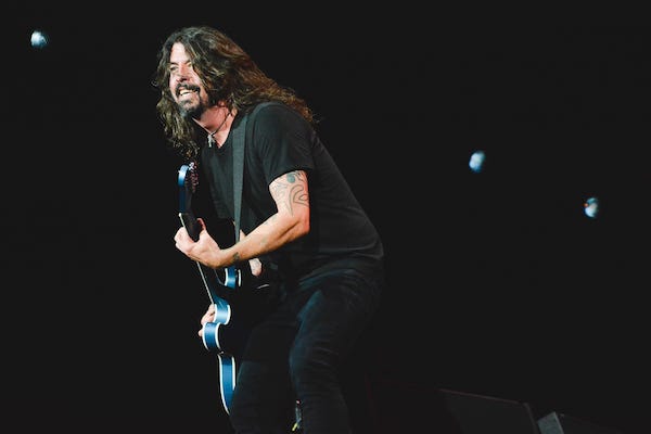 Dave Grohl performing at the Maracanã Stadium in Rio Rio de Janeiro on February 25, 2018