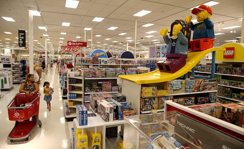 Lego aisle in a Target store
