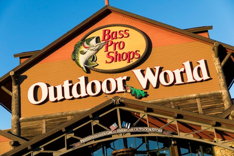 A logo sign outside of a Bass Pro Shops Outdoor World retail store in Harrisburg, Pennsylvania, on December 29, 2018