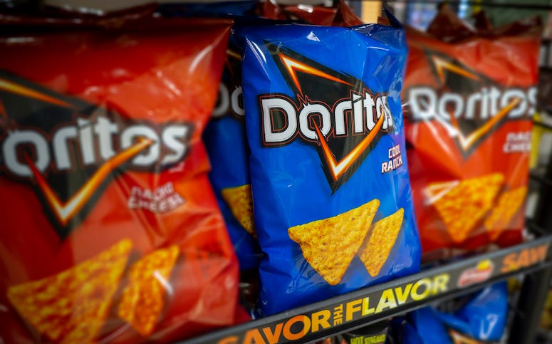 Bags of Doritos on a shelf