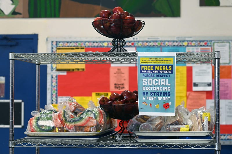 File photo: A “grab and go” meal hub at a school in lower Manhattan