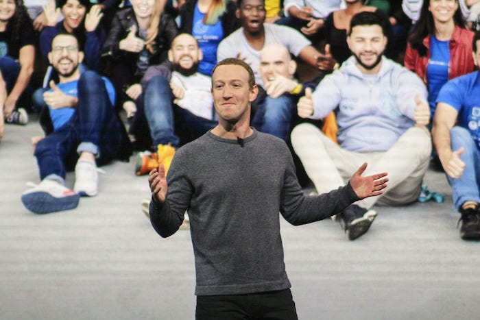 Mark Zuckerberg speaking at a developers conference