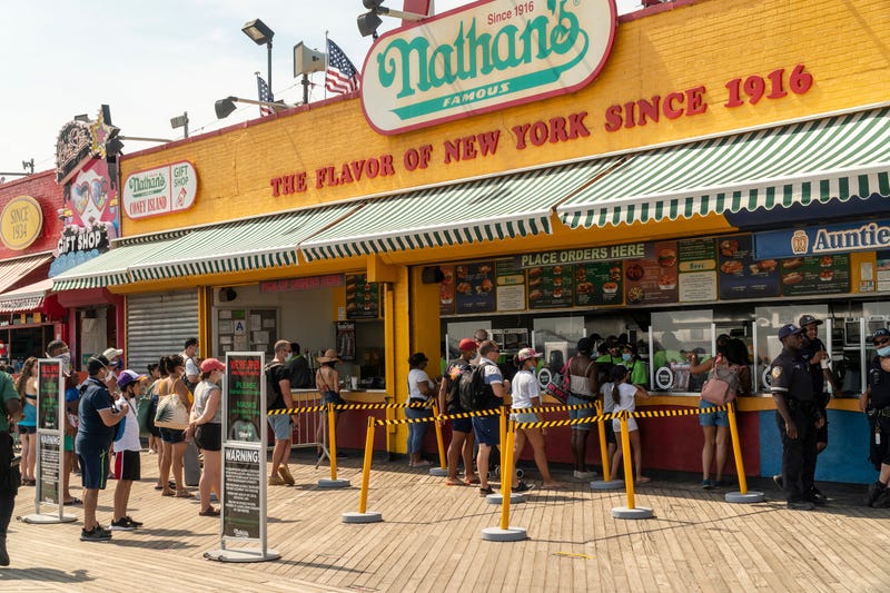 Nathan’s Famous on the boardwalk at Coney Island in Brooklyn