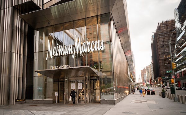 The closed Neiman Marcus department store in the Hudson Yards mall on the West Side of Manhattan on Friday, July 24, 2020. In bankruptcy, Neiman Marcus is reported to be vacating their location in Hudson Yards where it is the anchor tenant