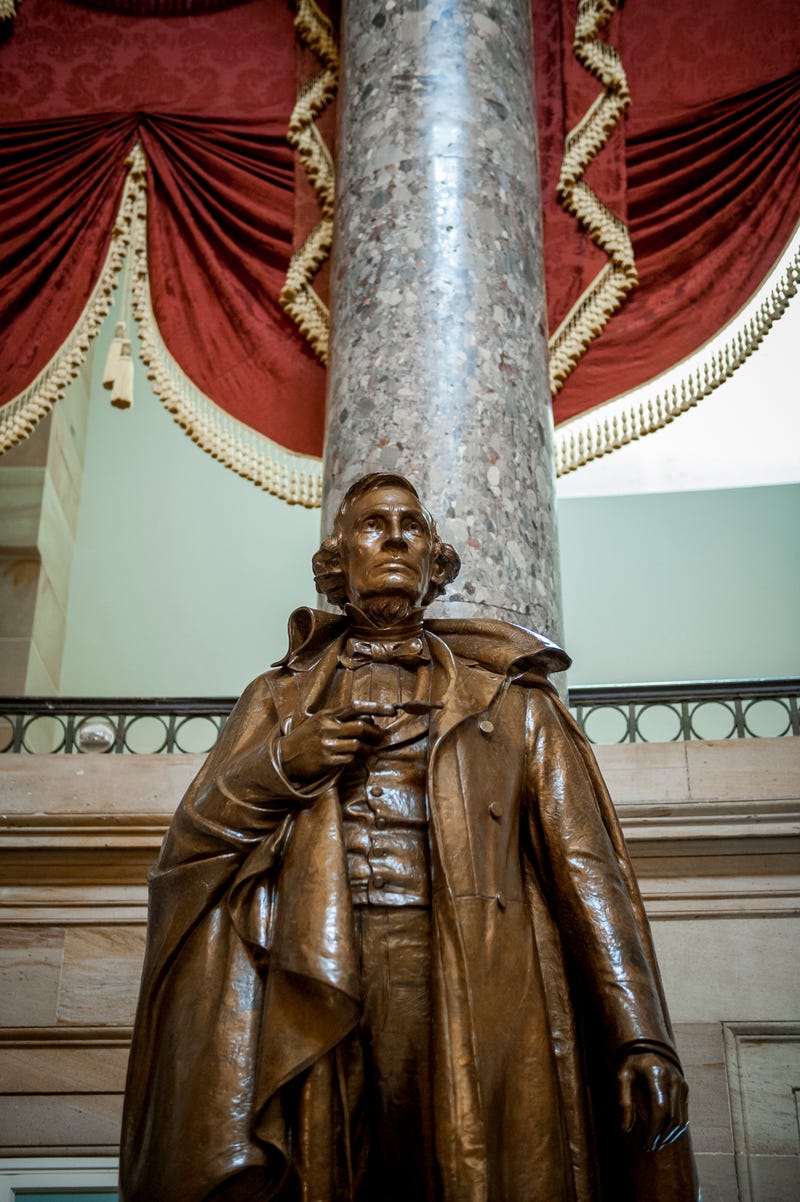 A statue of Confederate States of America President Jefferson Davis given to the National Statuary Hall by the state of Mississippi.
