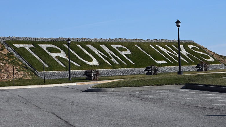 The Trump Links sign is seen at the entrance of the Trump Golf Links at Ferry Point in the Bronx borough of New York City, NY, January 12, 2021. The Professional Golfer’s Association of America (PGA) announced that the 2022 PGA Championship would not be played at President Donald Trump golf course in Bedminster, New Jersey, four days after Trump’s supporters stormed the U.S. Capitol.