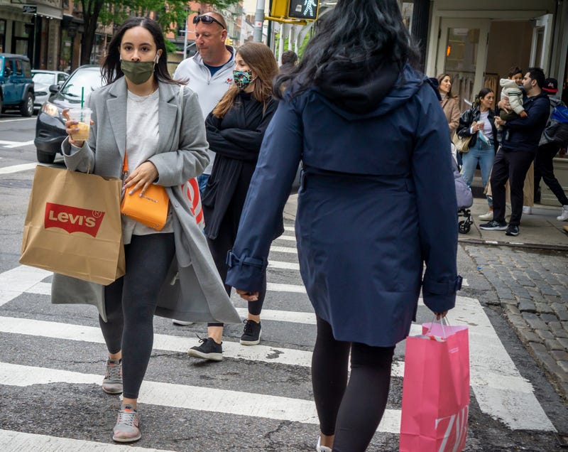 Shoppers in Soho this month