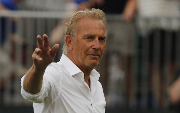 Actor Kevin Costner after speaking before the White Sox-Yankees Field of Dreams game in Dyersville, Iowa