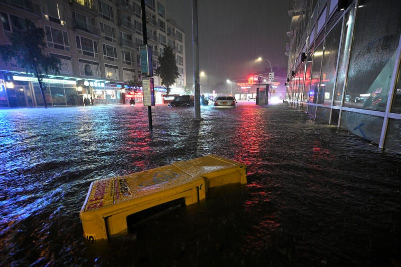 Stalled cars caught in flash flood are seen near Queens Boulevard after remnants of Hurricane Ida brought three inches of rain per hour across the city