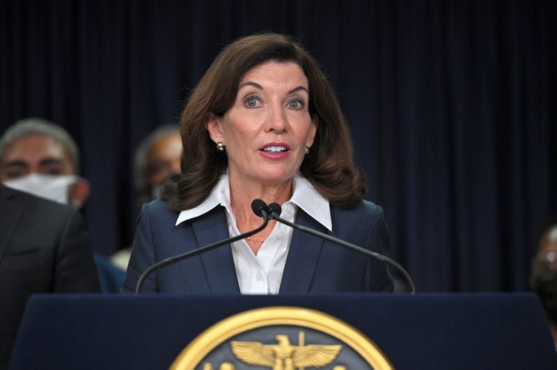 Gov. Kathy Hochul speaks at a press conference